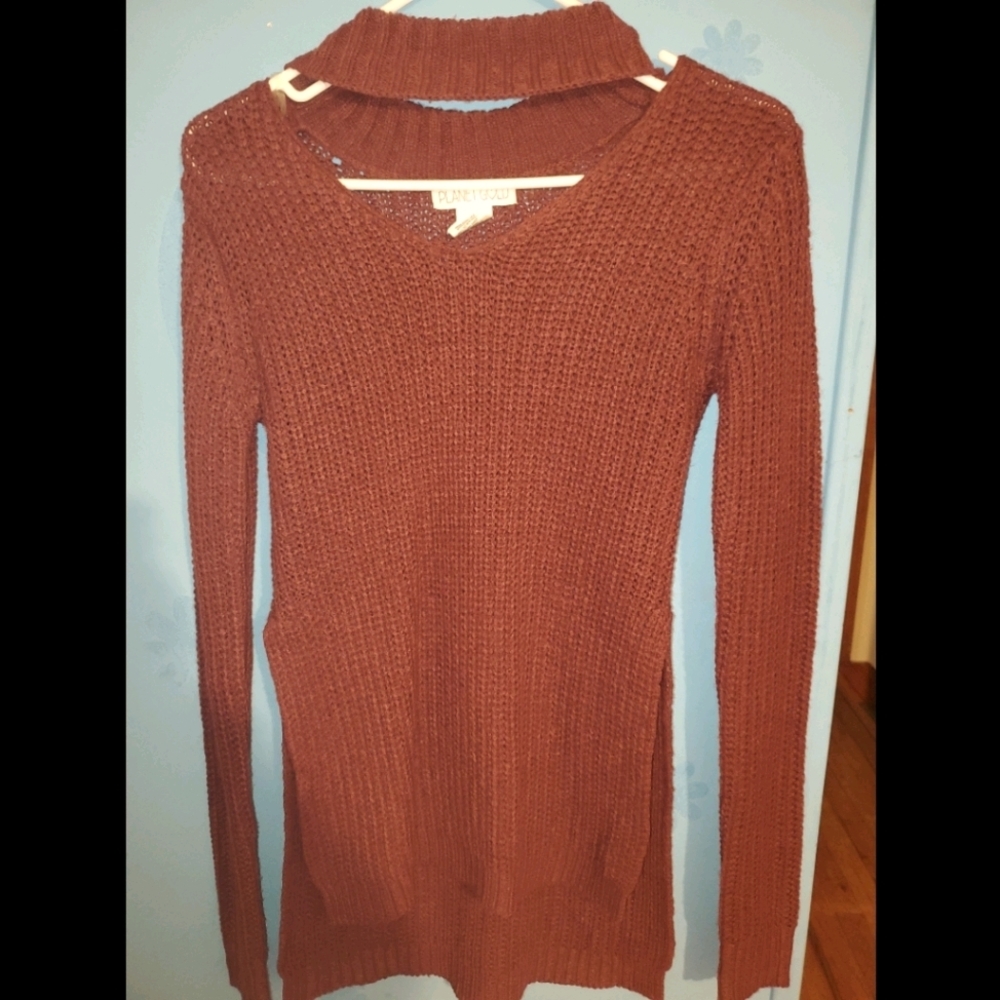 Maroon exposed neck sweater